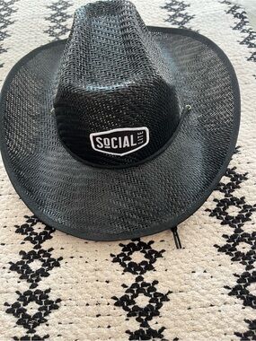 Socialite Black Woven Straw Cowboy Hat with Logo Patch